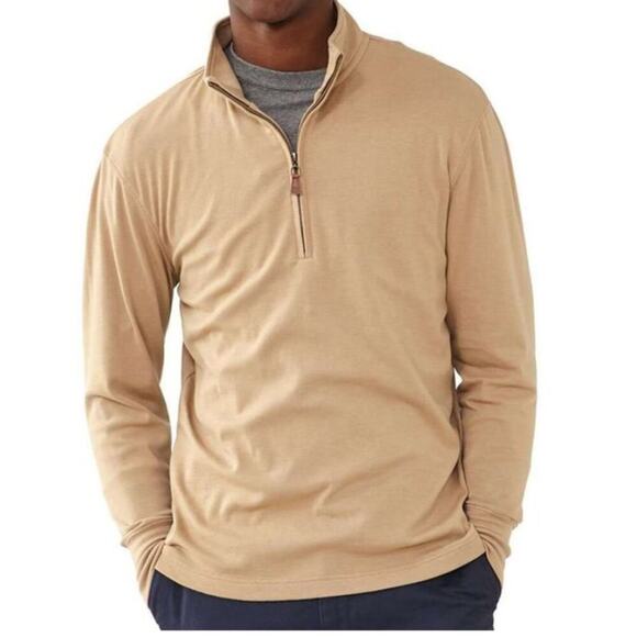 The Normal Brand Puremeso Quarter Zip Pulliver in Dune - Picture 1 of 10